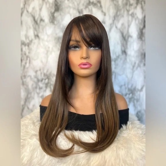 NEW WOMEN WIGS - layered Brown balayage straight wig - Picture 7 of 10